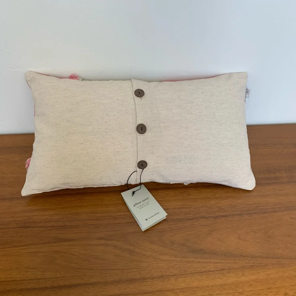 COPY - New West Elm Abstract Textured Accent Throw Pillow Cover 12x21 -Blush/Si…